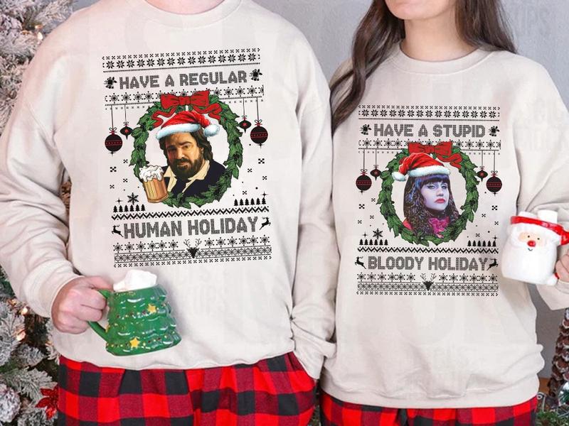 Nadja & Jackie Daytona Matching Christmas Shirt, What we do in  the Shadows Shirt, Couple Matching Sweater,Xmas Party Couple Tee,Funny Christmas Tee