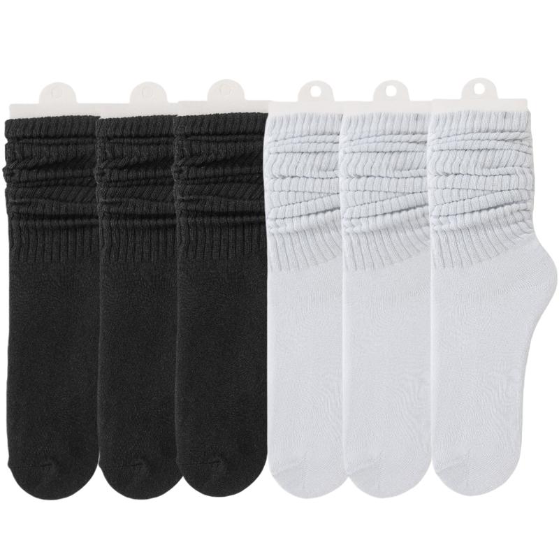 Women's Solid Crew Socks, Baggy Socks, Multi-pack Basic Soft Comfy Breathable Cozy Midcalf Socks for Daily Wear, Socks for Women, Comfort Casual Womenswear, Lady's Fall & Winter Socks & Hosiery, Minimalist Fall Winter Clothes