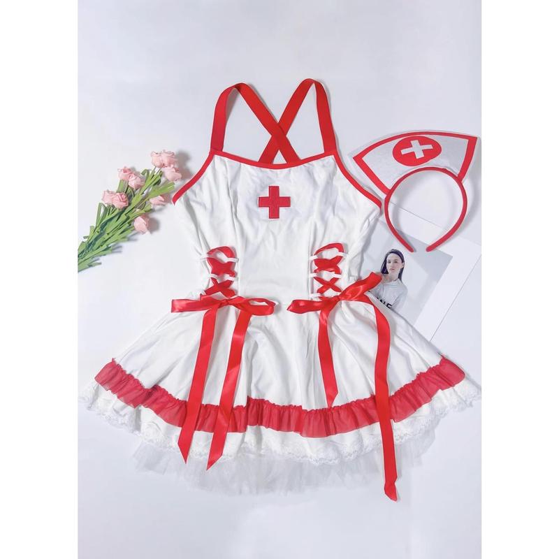 Christmas Lingerie White Nurse Dress Set,Sexy Lingerie Outfits for Women,Costume for Women,Sexy  costume Naughty Womenswear Accessories Comfort Clothing Underwear