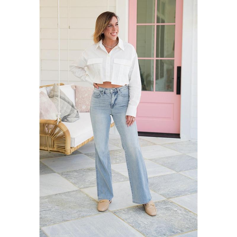 Judy Blue Secret Sauce  High Rise Vintage Wash Tummy Control Top Straight Leg Jeans