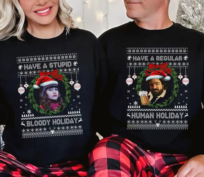 Nadja & Jackie Daytona Matching Christmas Shirt, What we do in  the Shadows Shirt, Couple Matching Sweater,Xmas Party Couple Tee,Funny Christmas Tee