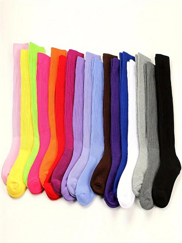 Random 8 Pairs Women's Solid Slouch Socks, Fashion Casual Cozy Adjustable Length Baggy Socks for Daily Outdoor Wear, Women Socks for Fall Winter