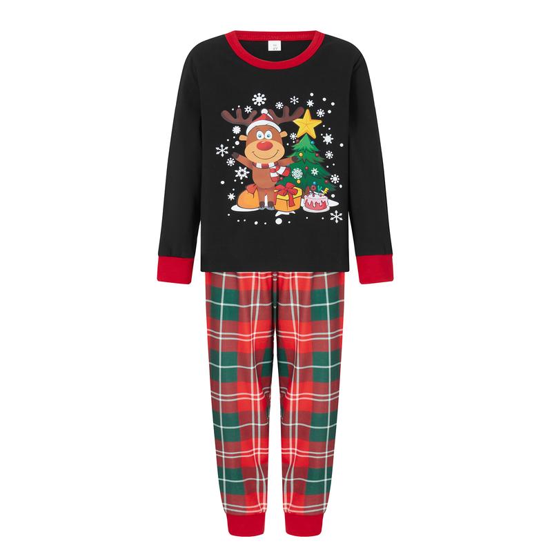 Family Matching Christmas Pajamas,Romper Deer Christmas Tree Print Long Sleeve Tops and Plaid Pants Sleepwear Set Womenswear Comfort Suits family christmas pajamas