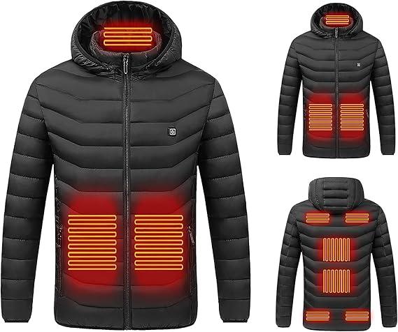 Women's Waterproof Heated Jacket, Long Sleeved Heating Clothing, USB Electric Heated jacket with 3 heating levels, and 9 heating zones, suitable for outdoor camping, hiking, and skiing. Warm clothing Waterproof Heated