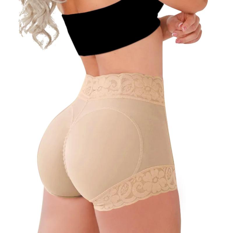 [2 Pack] Women's Plain Contrast Lace High Waist Compression Shapewear Shorts Fall Wear Waist Trainer Women