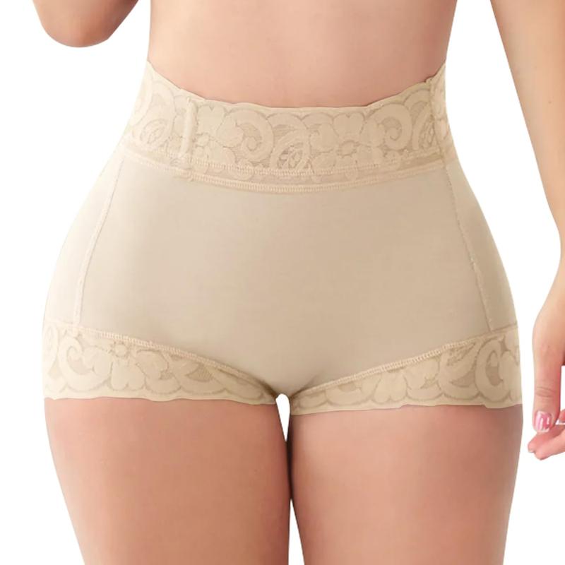 [2 Pack] Women's Plain Contrast Lace High Waist Compression Shapewear Shorts Fall Wear Waist Trainer Women