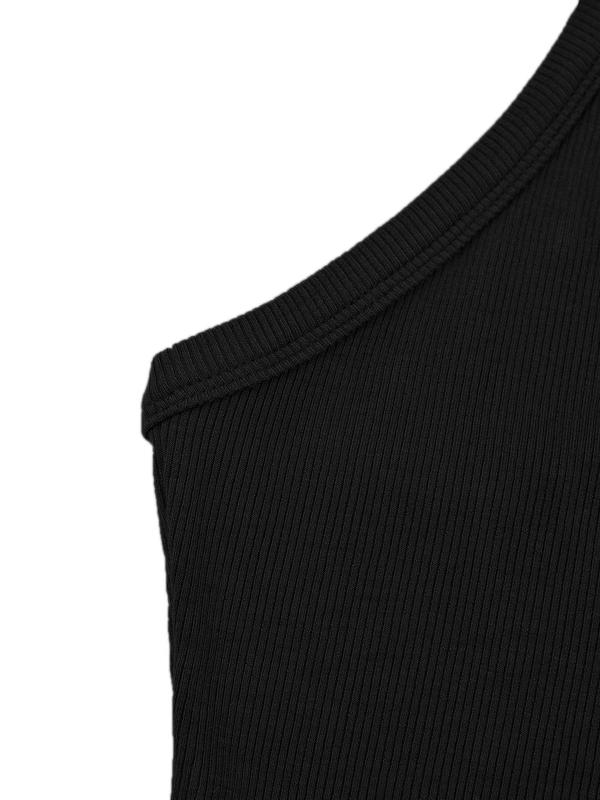 Women's Minimalist Solid Racerback Ribbed V Neck Tank Top, Lady Basic Casual Comfort Sleeveless Top for Daily Wear, Running Vest Tank Tops for Women, Ladies Clothes for All Seasons, Womenswear Tanktop, Black Girl Outfits