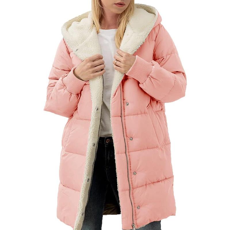 Womens Winter Warm Coats Sherpa Fleece Lined Long Hooded Puffer Jacket Christmas gift