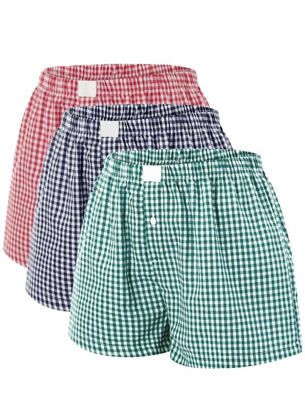 Women's Plaid Print Patched Button Shorts, Casual Comfy Elastic Waist Shorts for Daily Wear, Ladies Bottoms for All Seasons