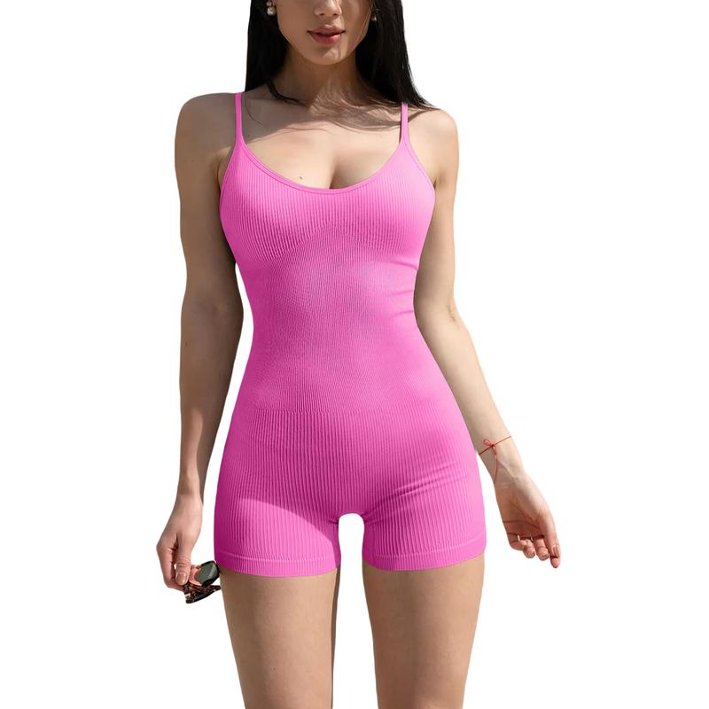 Women´s Summer Short Skinny Sling Jumpsuit Solid Color Sleeveless Backless Bodysuit