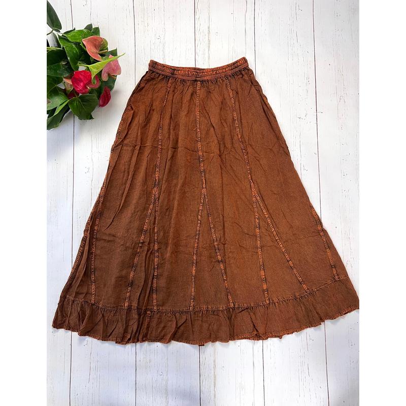 Pari Vintage Vibe Brown Embroidery Maxi Skirt