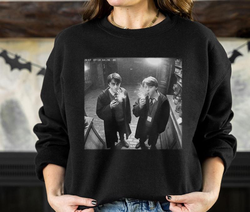 Harry and Ron Smoking Shirt Potter Tshirt Wizarding Fan Shirt Potterhead Christmas Birthday Gift Potter Book Funny 90s Vintage Meme Shirt