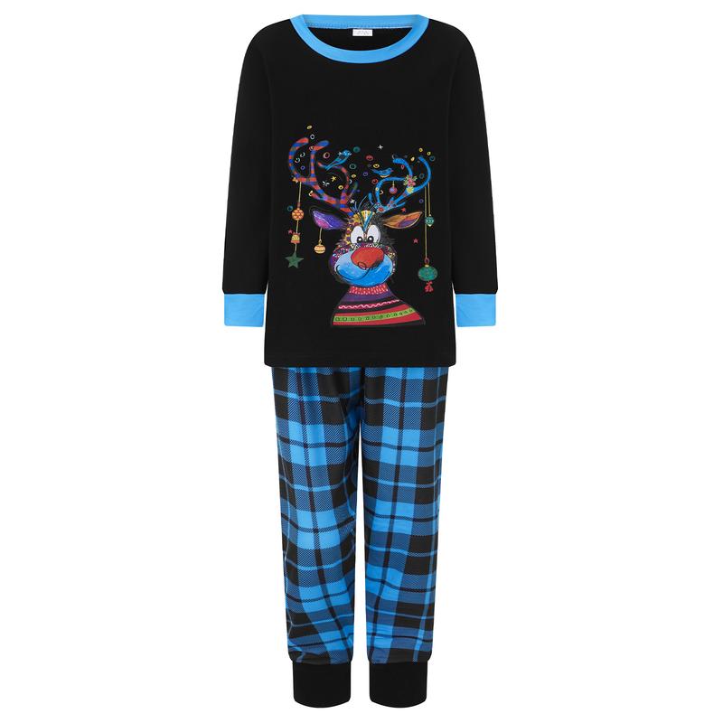 Family Matching Christmas Pajamas Set Reindeer Plaid Print Holiday Sleepwear Loungewear for Men Women Kids Baby