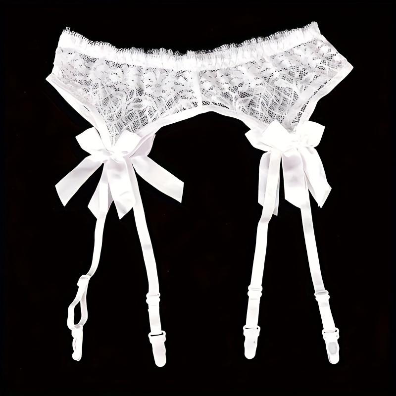 Elegant Lace Garter Belts With Clips Sexy Mesh Suspenders For Thigh Highs Stockings Cute Bow Solid Color Garter Belts