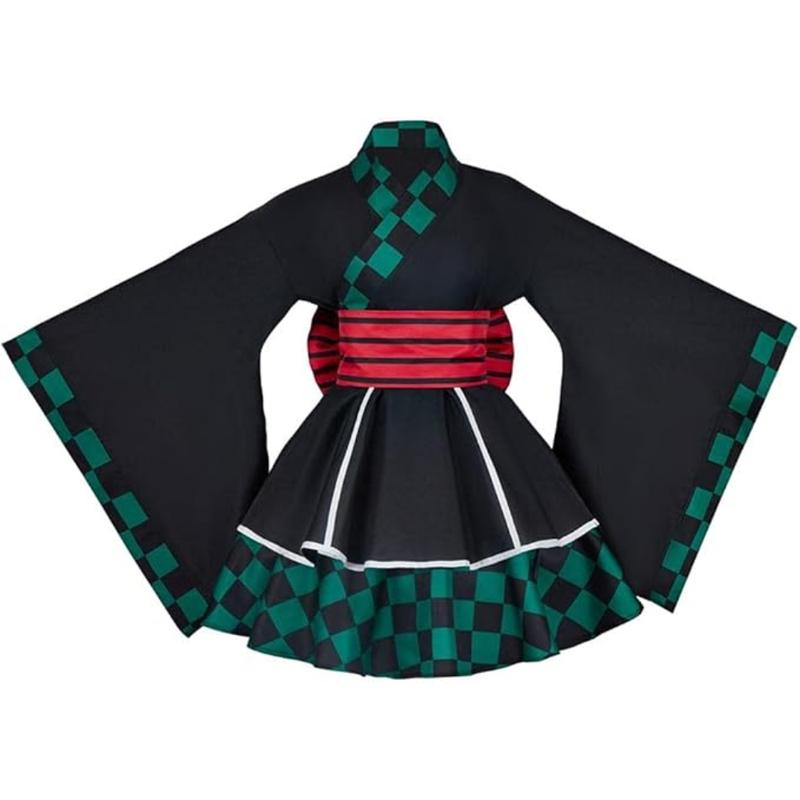 Kamado Tanjirou Cosplay Maid Dress Demon Slayer Kimono Halloween Party Costume