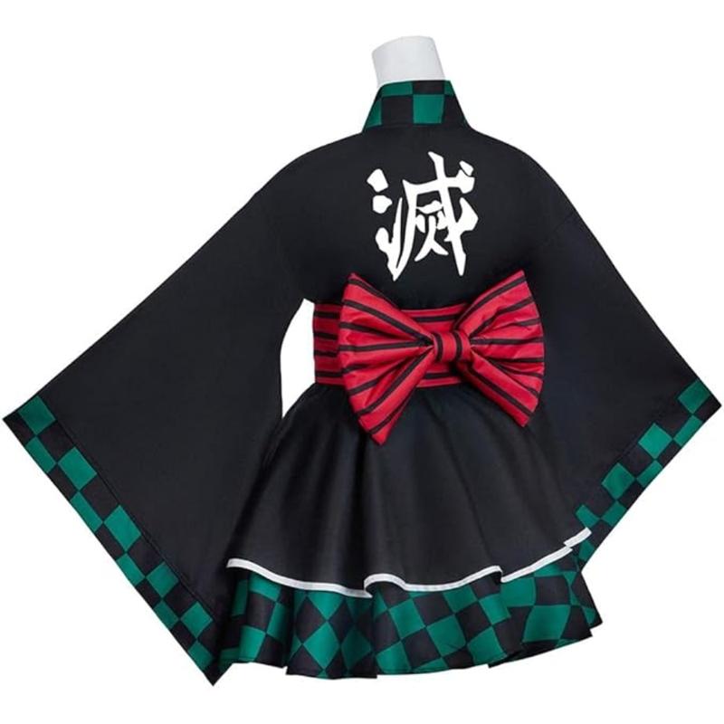 Kamado Tanjirou Cosplay Maid Dress Demon Slayer Kimono Halloween Party Costume