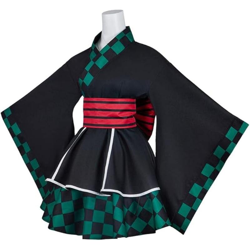 Kamado Tanjirou Cosplay Maid Dress Demon Slayer Kimono Halloween Party Costume