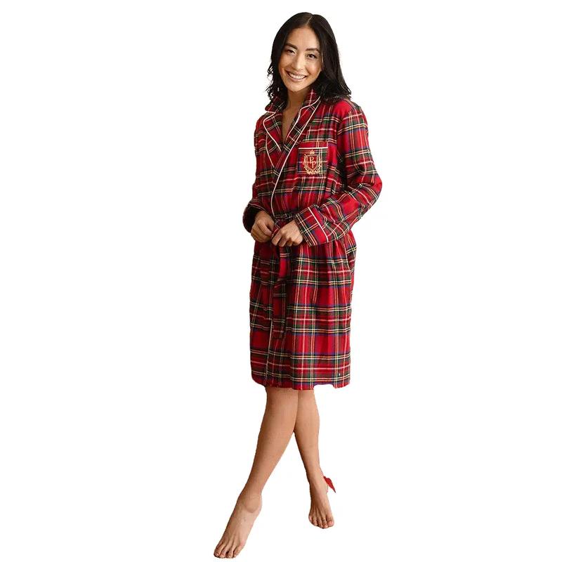 Red Tartan Plaid Women's Flannelette Luxe Robe