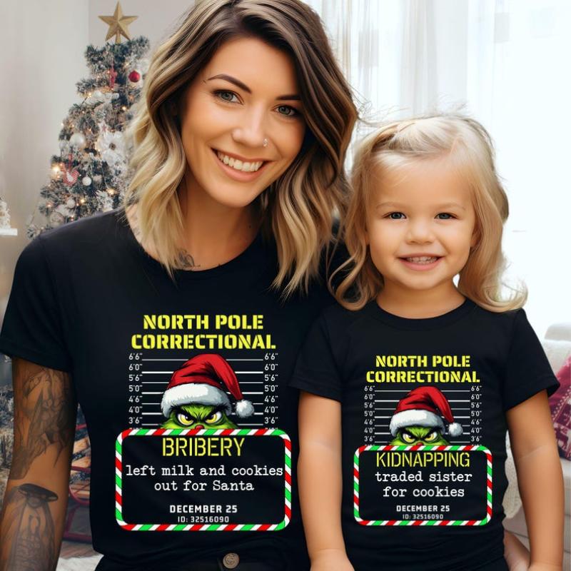 Matching Family Christmas Pajama Shirts, North Pole Correctional, Funny Group Christmas Pajamas, Custom Christmas Tees, Matching Family Tees