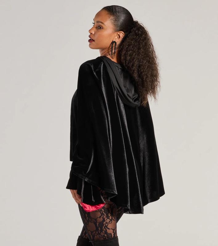 Spooky And Sultry Velvet Hooded Cape