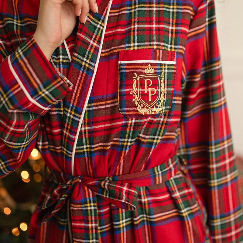 Red Tartan Plaid Women's Flannelette Luxe Robe