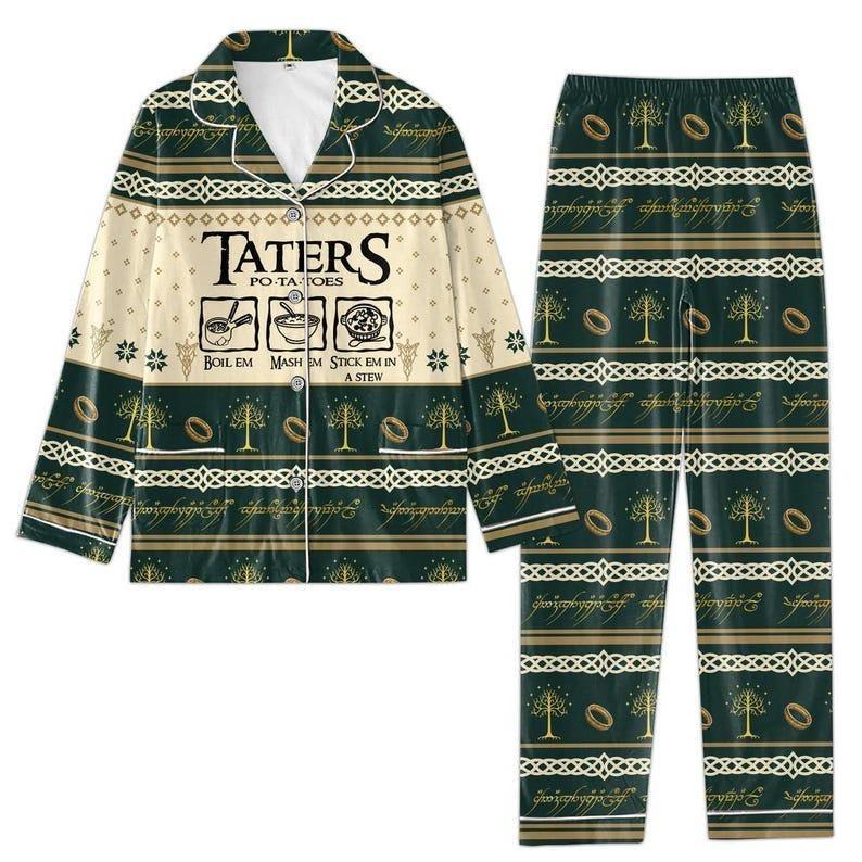 Lord Of The Ring Pajamas Set, Potato Taters Pajamas Family, Movie Pajamas Christmas, Holiday Pajamas, Women Pajamas, LOTR Fans Gifts 1