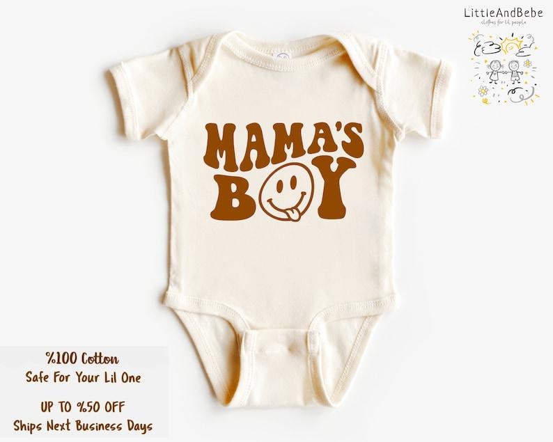 Mommy and Me Shirts, Neutral Mamas Boy Onesie, Mom and Son Shirts, Neutral Retro Mother and Son Outfit, New Baby Gift, Baby Shower Gift Womenswear Athletic