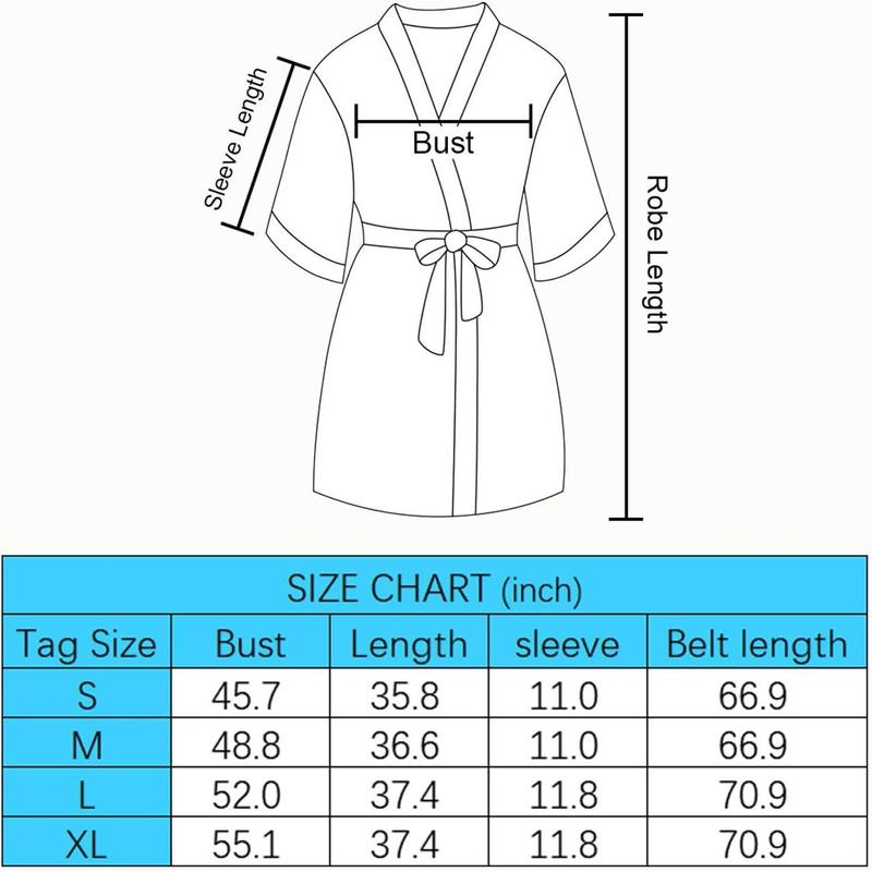 Womens Short Floral Robes Satin Kimono Bathrobes Silky Bride Bridesmaid Party Sleepwear Loungewear Knee Length Womenswear Gowns