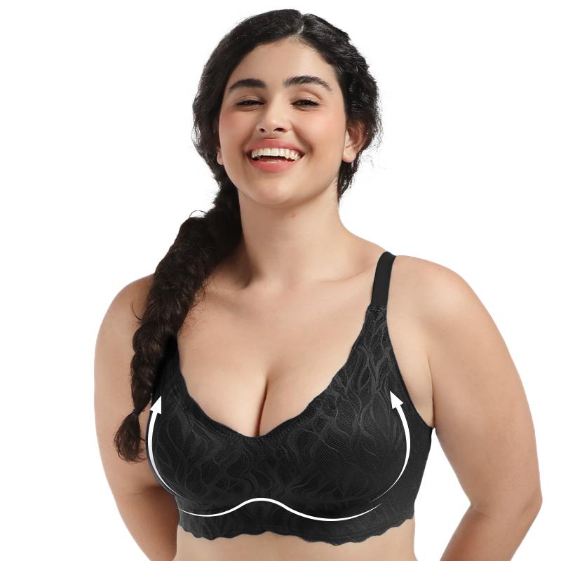 COMFELIE Women Seamless Bra Comfort No Underwire Bra with Support Classic Stretch, Lace Wireless Bra for Women EB042