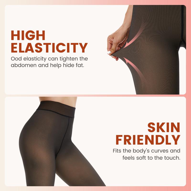 Viconow Fleece Lined Tights For Women Fake Translucent Pantyhose High Waisted Ladies Stretch Sheer Thick Stocking