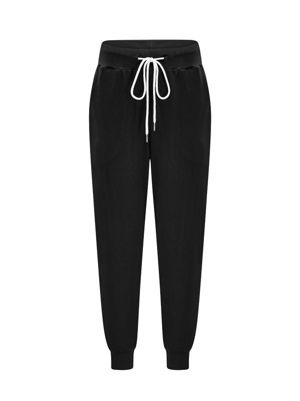 Women's Plain Drawstring Waist Pocket Pants, Casual Comfy Trousers for Fall & Winter, Women's Bottoms for Daily Wear