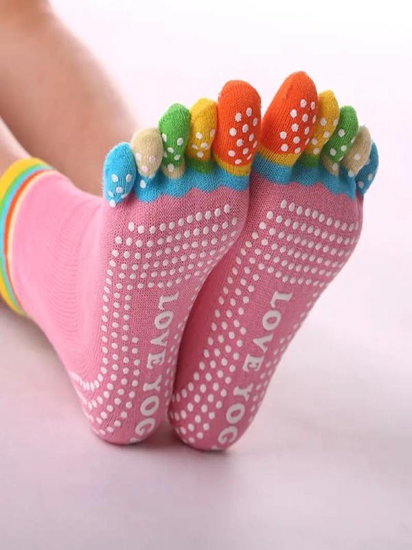 LGBTQ+ Women's 1 Pair Colorful Non-Slip Toe Socks, Fashion Casual Crew Socks for Daily Wear, Middle Tube Socks for All Seasons