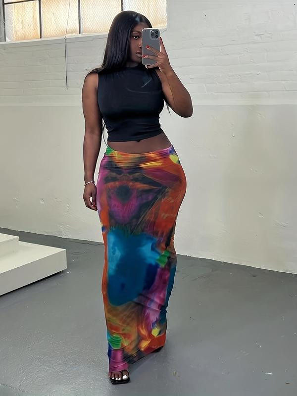 Women's All Over Print Drop Waist Bodycon Skirt, Elegant Fashion Casual Long Skirt for Daily Wear, Ladies Bottoms for Spring & Fall, Summer Outfits 2024