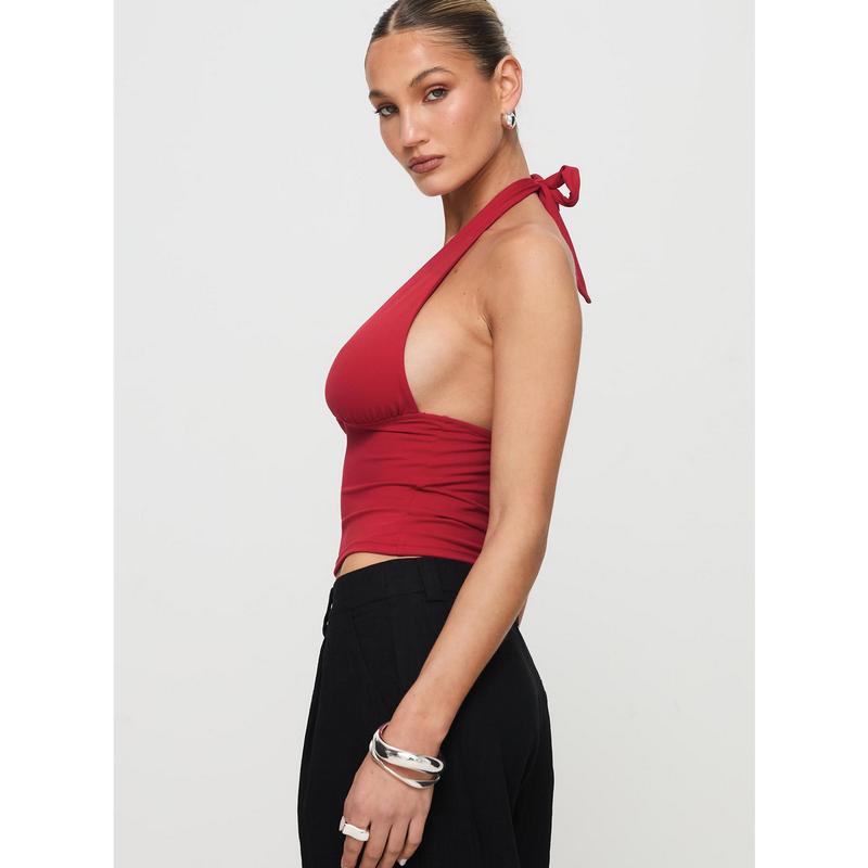 Whimsy Halter Top Red