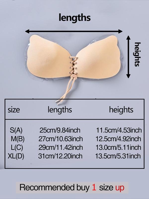 Women's Lace Up Strapless Self Adhesive Bra, Sticky Push Up Nipple Cover, Lady Summer Comfortable Lingerie Accessories, Summer Wear 2024, Womenswear Underwear