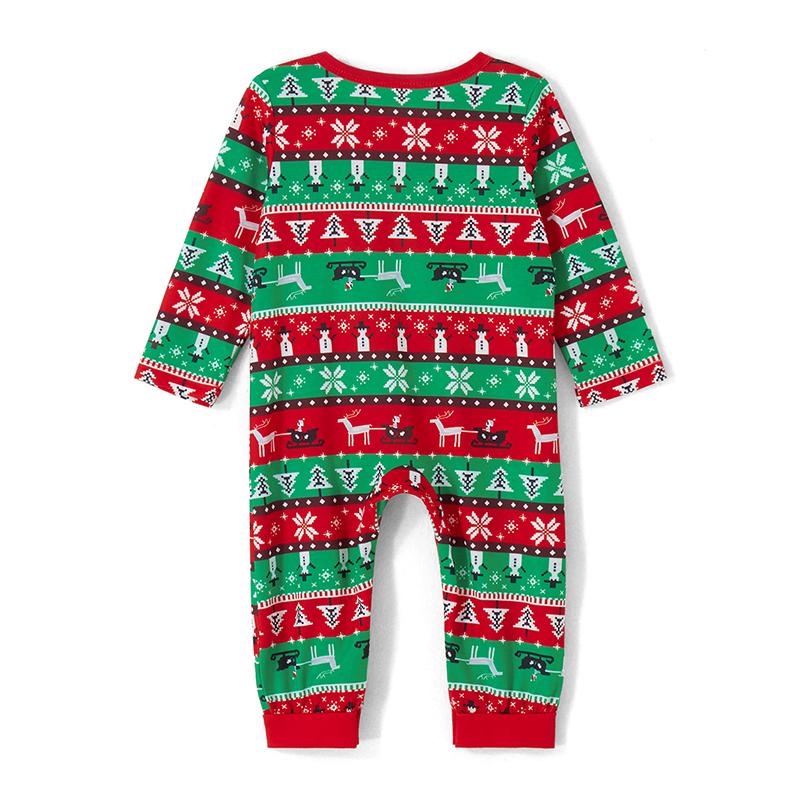 Matching Christmas Pajamas For Family, Long Sleeve Christmas Bear Print Tops Trousers Suit   Romper