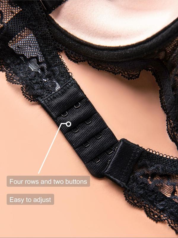 Women's Colorblock Sheer Lace Push Up Bra, Casual Comfortable Breathable Adjustable Strap Bra, Ladies  Lingerie for All Seasons