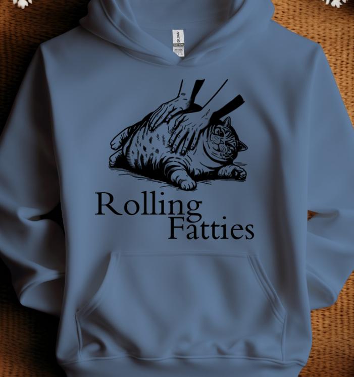 Rolling Fatties Funny Fat Cat Lover Sweatshirt Loose Fit Pullover