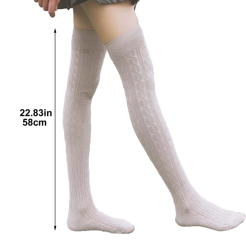 Women's 1 Pair Solid Color over the Knee Knit Socks, Preppy Style Thermal Winter Knee High Stocks, Thickened Warm Stocks, Gym Accessories