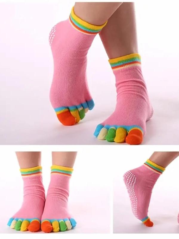 LGBTQ+ Women's 1 Pair Colorful Non-Slip Toe Socks, Fashion Casual Crew Socks for Daily Wear, Middle Tube Socks for All Seasons