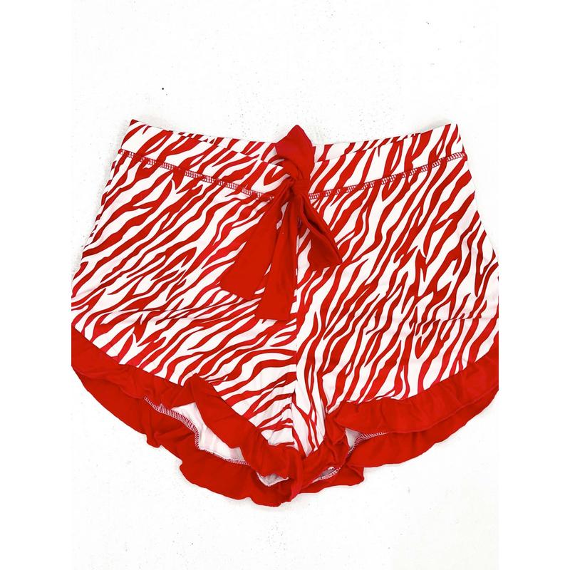 Red Zebra Ruffle Shorts