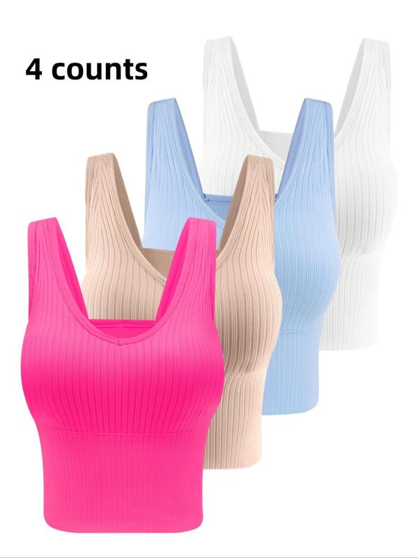 Women's Solid Backless Wireless Longline Bra, Lingerie for Women, Fall Wear, Fallfreshness Casual  Vneck Comfortable Breathable Lingerie Top, Bras for Women, Push Up Bras for Women, Seamless Bralettes for Fall, Fall Wear 2024