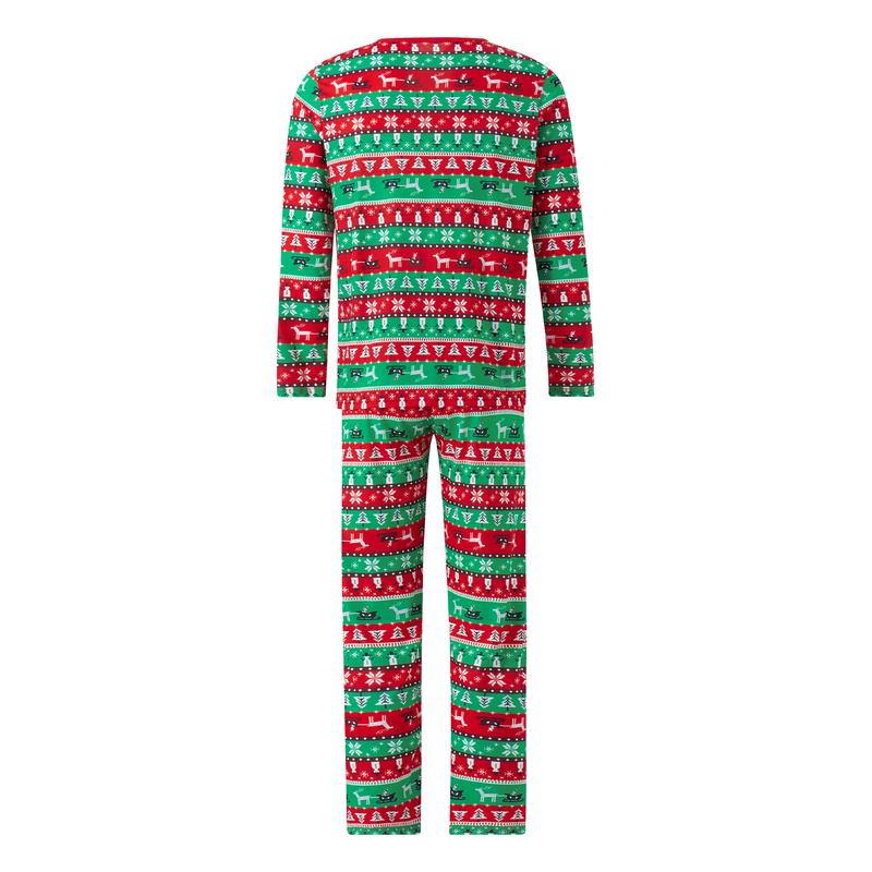 Matching Christmas Pajamas For Family, Long Sleeve Christmas Bear Print Tops Trousers Suit   Romper