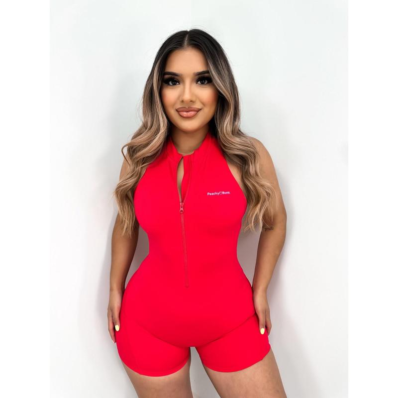 Silhouette Zipper Scrunch Romper