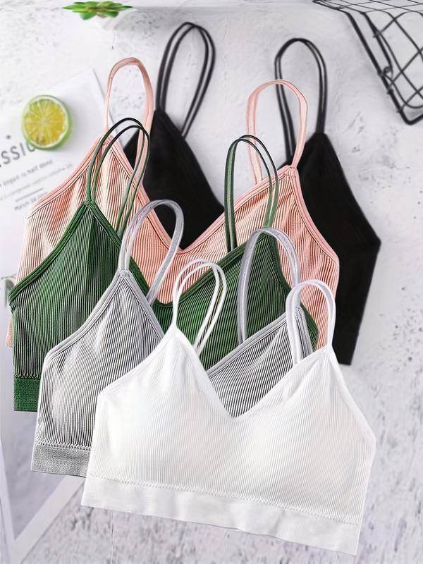 Women's Solid Color Double Strap Wireless Bra, Breathable Seamless Lingerie Top, Lingerie for Women, Women's Lingerie Top for All Seasons Daily Wear, Lingerie for Women