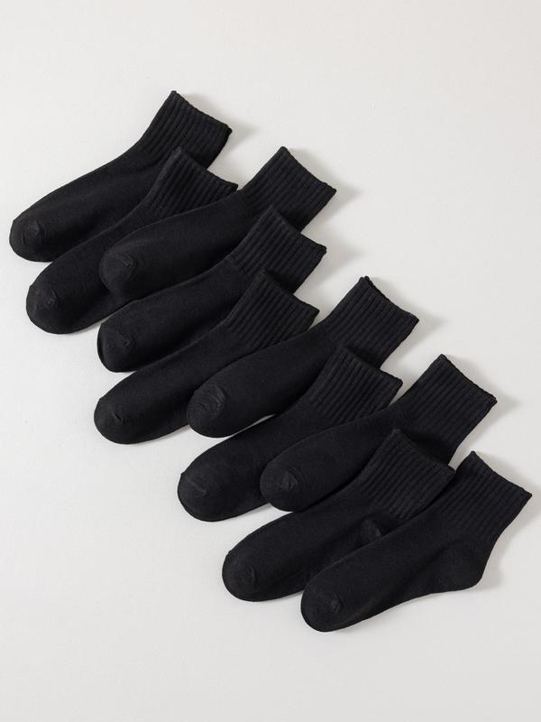 Women's 10 Pairs Solid Crew Socks, Fashion Casual Cozy Mid-calf Socks for Daily Wear, Women's Socks & Hosiery for Spring Fall