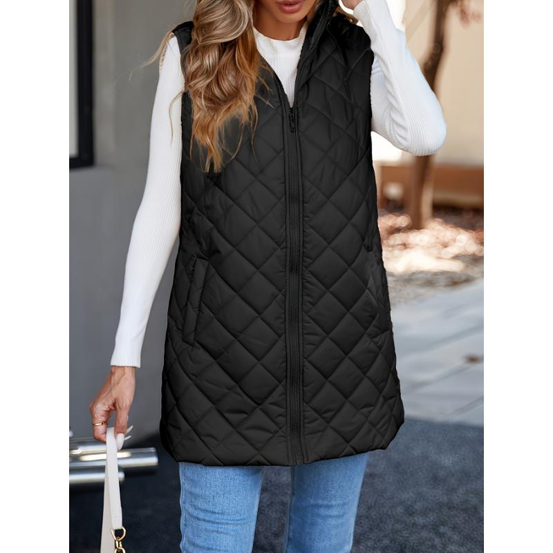 Vibrant Quilted Slant Pocket Sleeveless Winter Vest for Women - Stylish Outwear with Warm Insulation and Versatile Design - Perfect for Cold Weather Activities coquette outfits