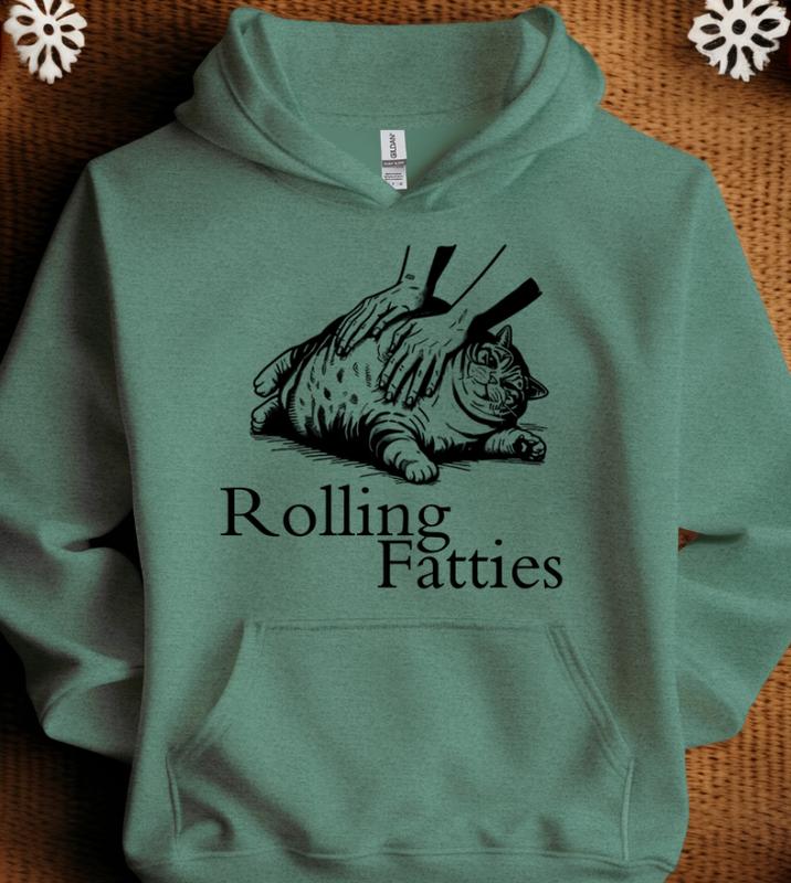 Rolling Fatties Funny Fat Cat Lover Sweatshirt Loose Fit Pullover