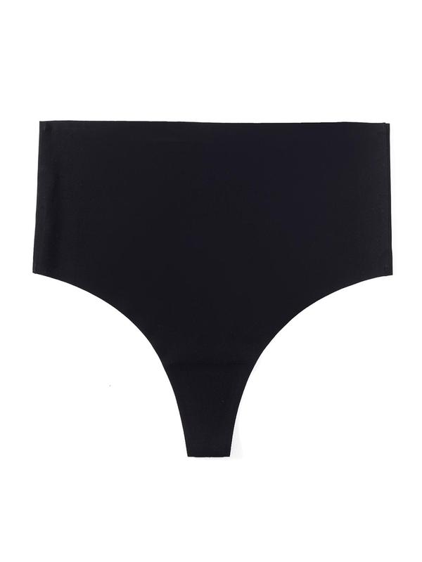 Women's 7pcs Solid High Waist Thong, Basic Multipack Panties, Breathable Comfy Seamless Knicker for Daily Wear, Underwear for All Seasons