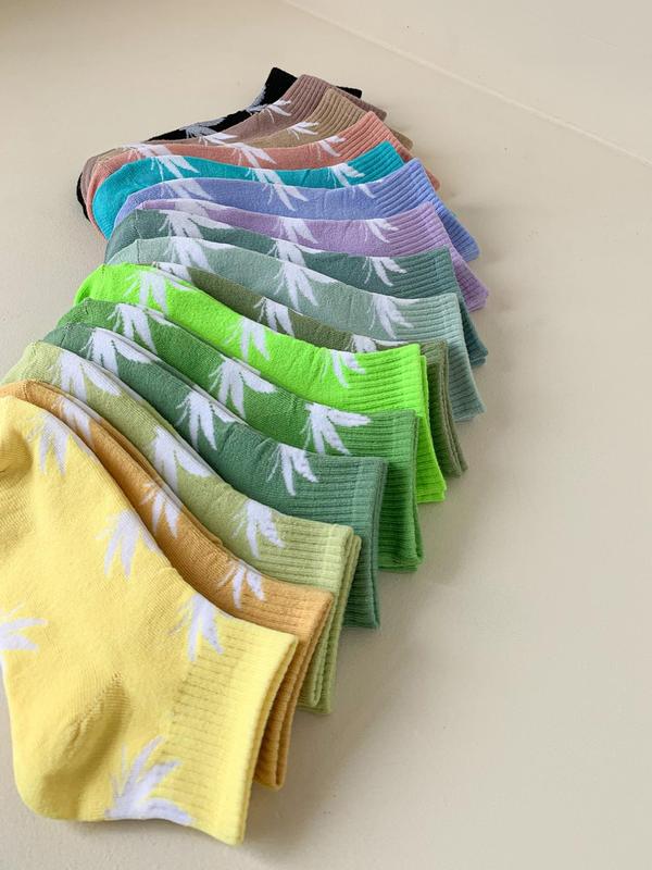 Random Women's Maple Leaf Print Ankle Socks, Casual Comfortable Breathable Socks for Daily Wear, Multipack Low Cut Socks for Women